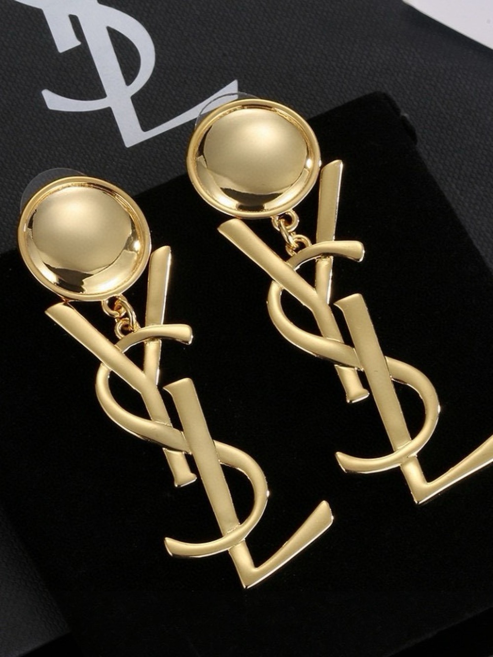 ❤️Gold YSL Logo Drop Earrings – Designer-Inspired Women’s Jewelry